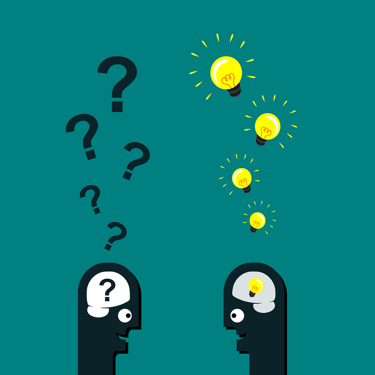 Cartoon photo of ideas and questions